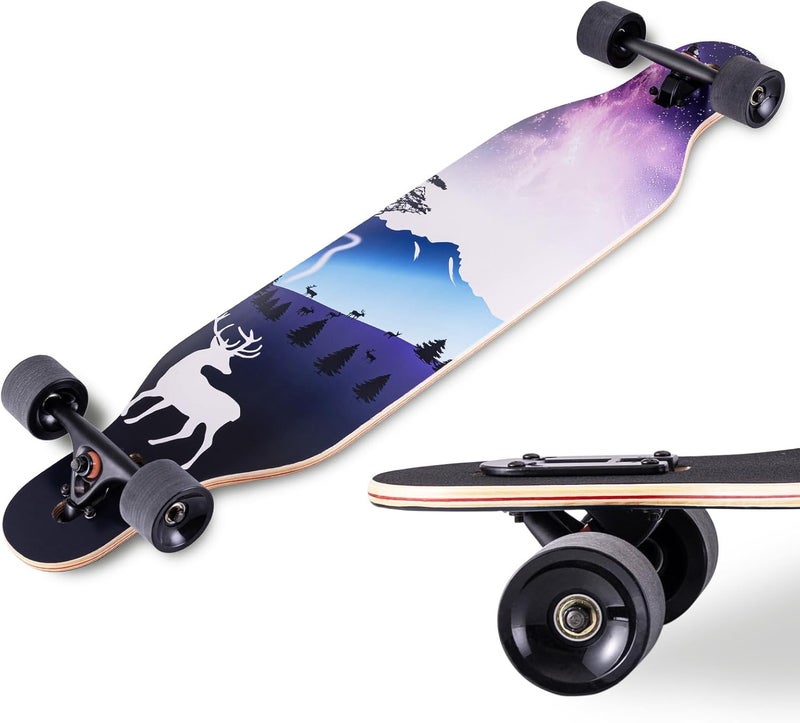 CLYCTIP 41 Inch Longboard Skateboard,9-Ply Maple,ABEC-11 Bearings,Complete Skateboard for Cruising, Carving, Downhill and Free-Style - Image 4